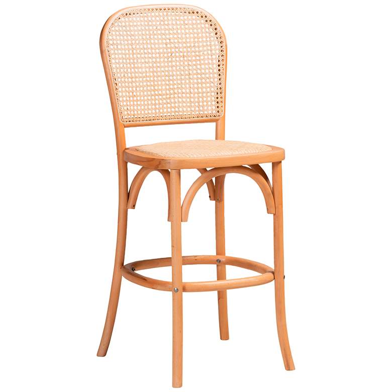 Image 2 Vance 25 1/2" Beige Woven Rattan Natural Wood Counter Stool