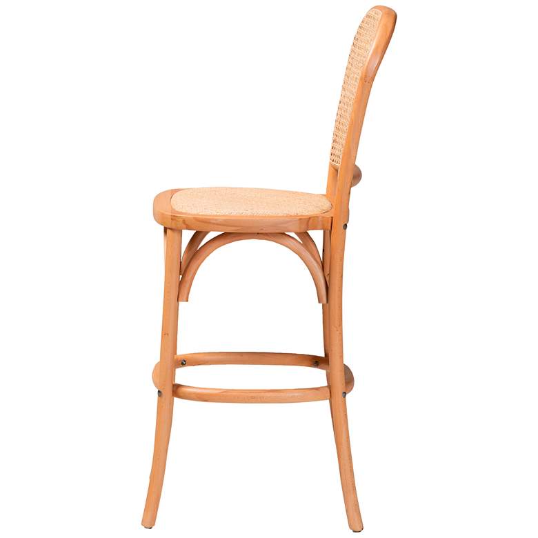 Image 7 Vance 25 1/2" Beige Woven Rattan Natural Wood Counter Stool more views