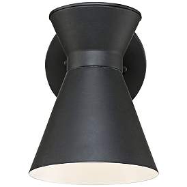 Image4 of Vance 8" High Black Finish Mid-Century Modern LED Sconce Wall Light more views