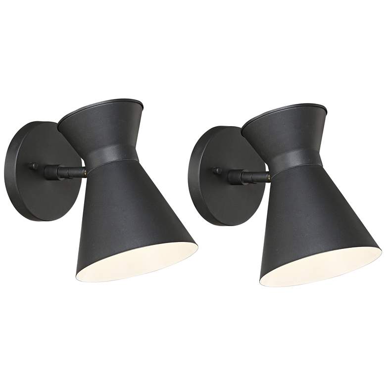 Image 2 Vance 8" High Black LED Swivel Outdoor Wall Light Set of 2