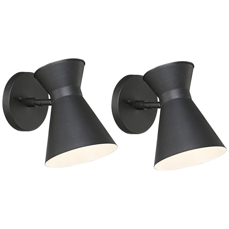 Image 1 Vance 8 inch High Black LED Swivel Outdoor Wall Light Set of 2