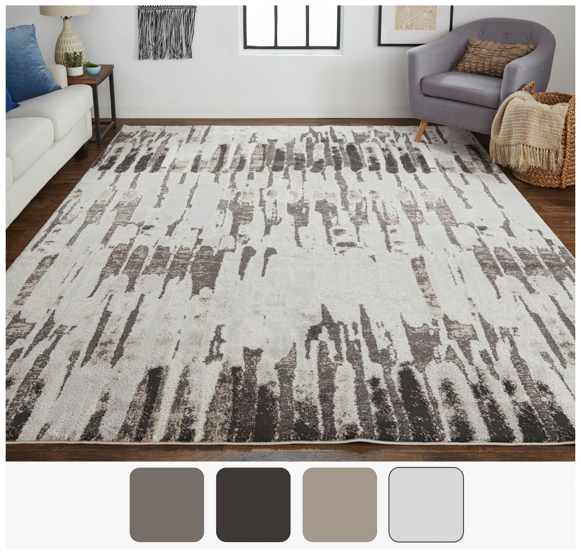 Image 4 Vancouver Abstract Indoor Ivory Area Rug 39FIF 4' x 6' more views
