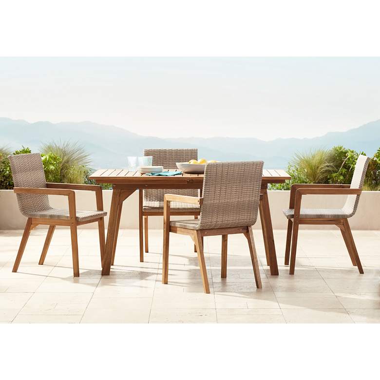 Image 1 Vancouver Natural Wood and Wicker 5-Piece Outdoor Dining Set