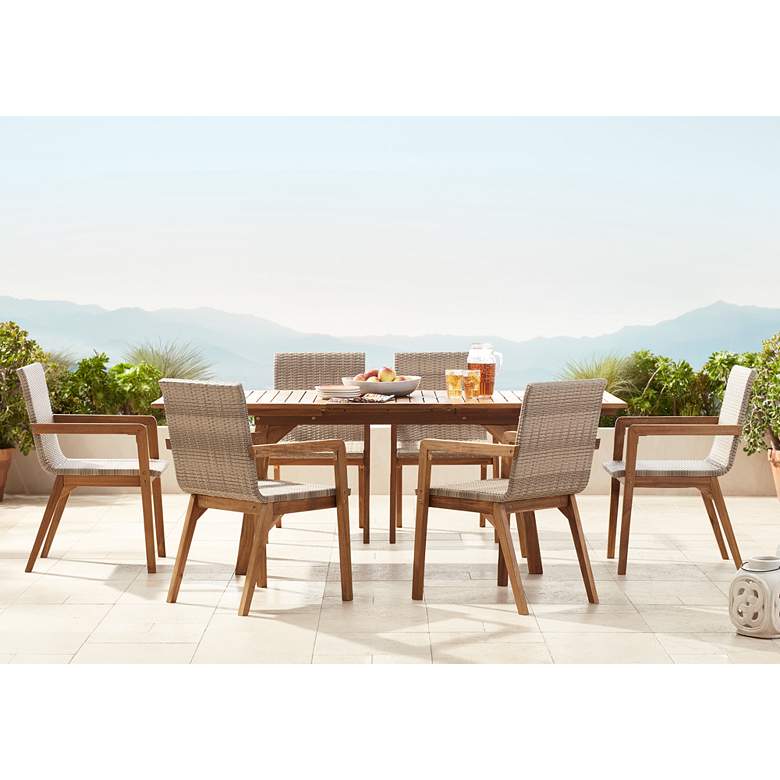 Image 1 Vancouver Natural Wood and Wicker 7-Piece Outdoor Dining Set