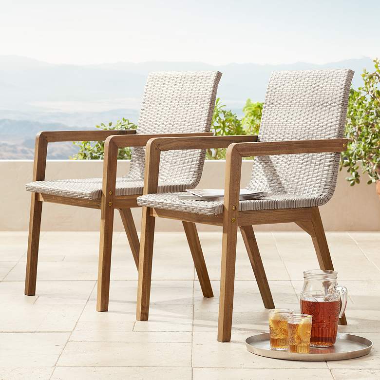 Image 1 Vancouver Wicker Outdoor Dining Armchairs Set of 2