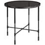 Vande 24 1/2" Wide Smoke Glass and Aged Steel Accent Table