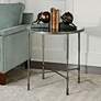 Vande 24 1/2" Wide Smoke Glass and Aged Steel Accent Table
