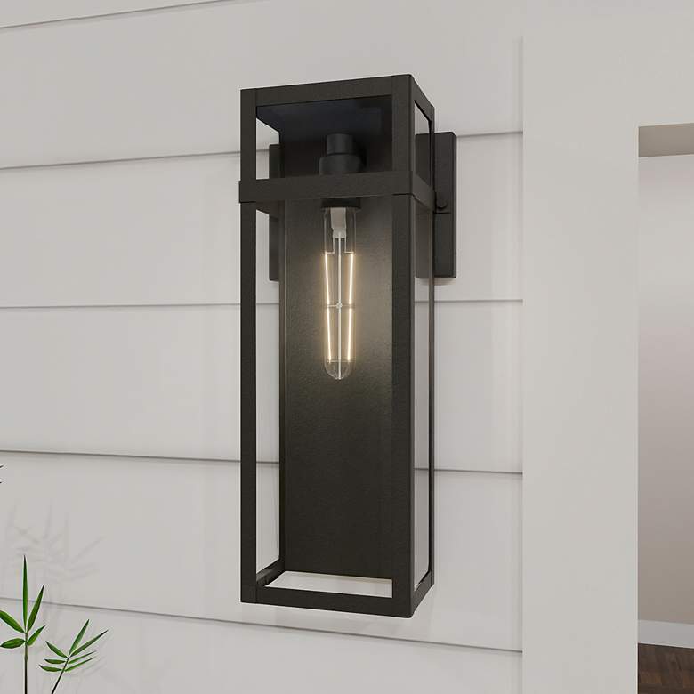 Image 1 Vanessa 18" High Matte Black Outdoor Lantern Wall Light