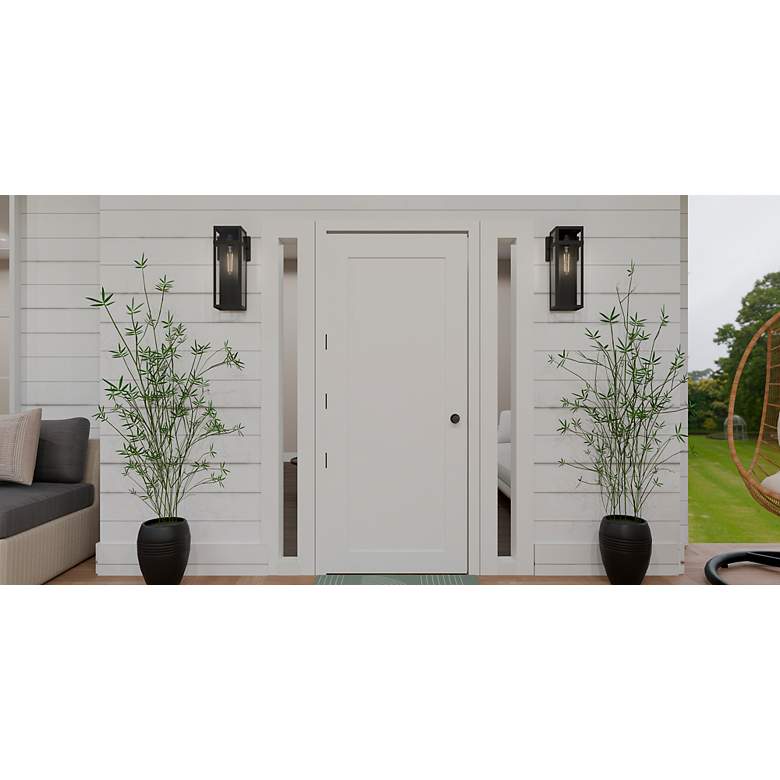 Image 3 Vanessa 18" High Matte Black Outdoor Lantern Wall Light more views