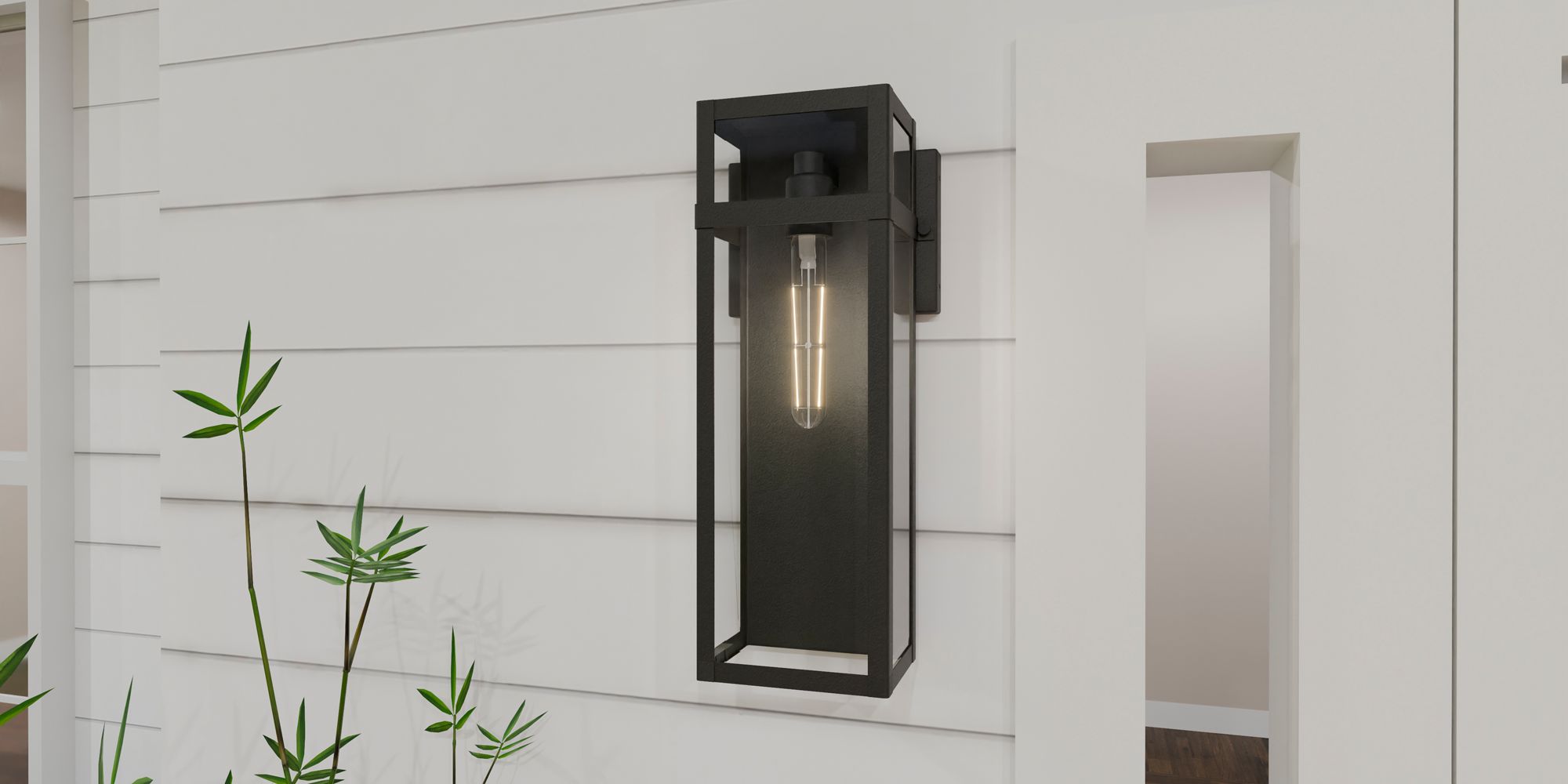 Vanessa 18" High Matte Black Outdoor Lantern Wall Light