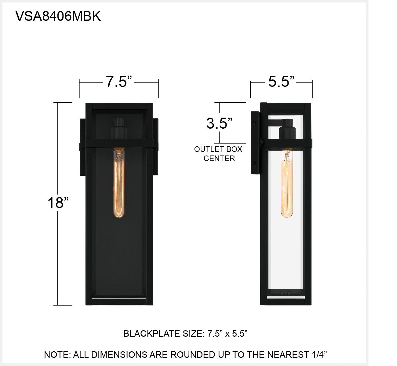 Vanessa 18" High Matte Black Outdoor Lantern Wall Light