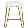 Vanessa 18" White Faux Fur and Gold Vanity Stool