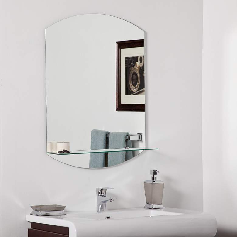 Image 1 Vanessa 23 1/2 inch x 31 1/2 inch Frameless Wall Mirror with Shelf