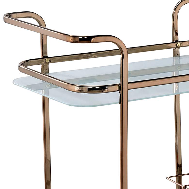 Image 3 Vangara 27 inch Wide Champagne Metal Tempered Glass Tea Cart or Bar Cart more views