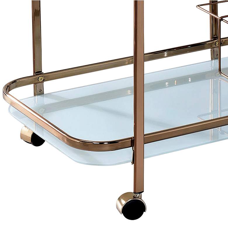 Image 4 Vangara 27 inch Wide Champagne Metal Tempered Glass Tea Cart or Bar Cart more views