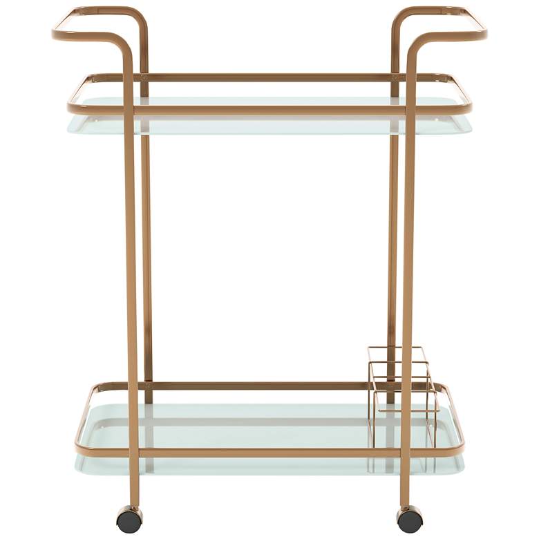 Image 6 Vangara 27 inch Wide Champagne Metal Tempered Glass Tea Cart or Bar Cart more views