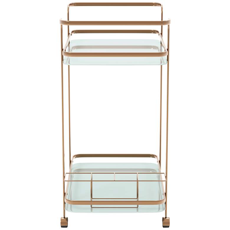 Image 7 Vangara 27 inch Wide Champagne Metal Tempered Glass Tea Cart or Bar Cart more views