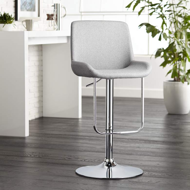 Vanguard Gray Adjustable Barstool with Hanging Footrest