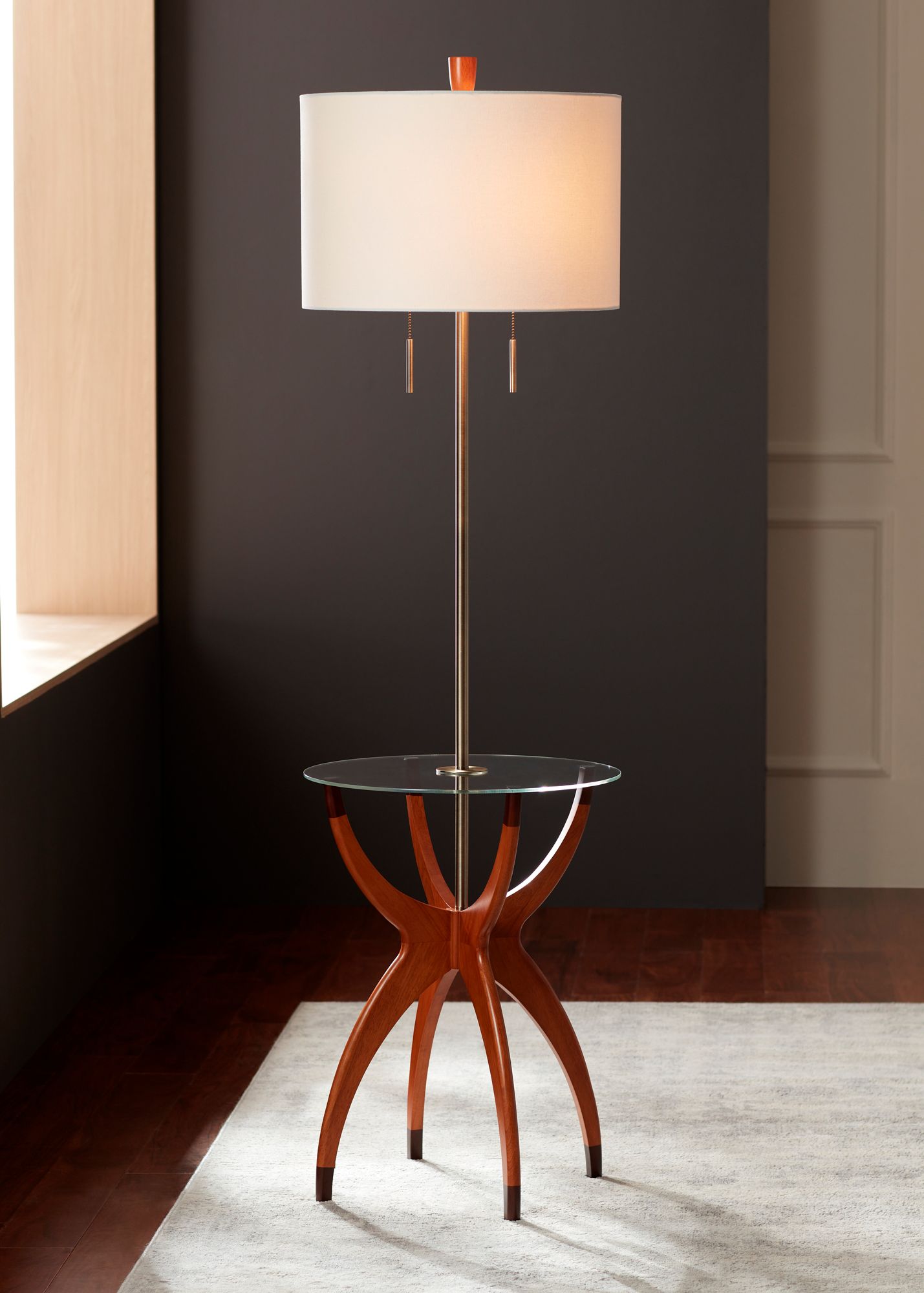 mid century modern floor lamp with table