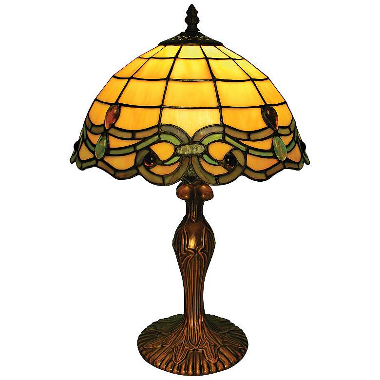 Image 1 Vanilla Green Blue Baroque Tiffany Style Accent Table Lamp
