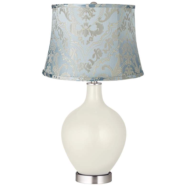 Image 1 Vanilla Metallic Charlotte Chipley Blue Shade Ovo Table Lamp