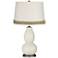 Vanilla Metallic Double Gourd Table Lamp with Scallop Lace Trim