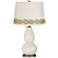 Vanilla Metallic Double Gourd Table Lamp with Vine Lace Trim