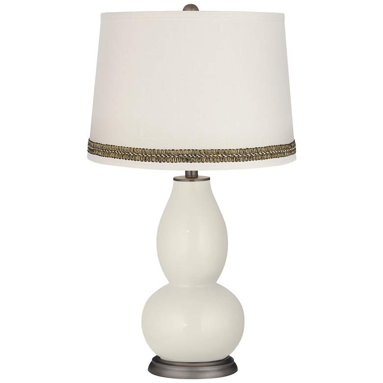 Image 1 Vanilla Metallic Double Gourd Table Lamp with Wave Braid Trim