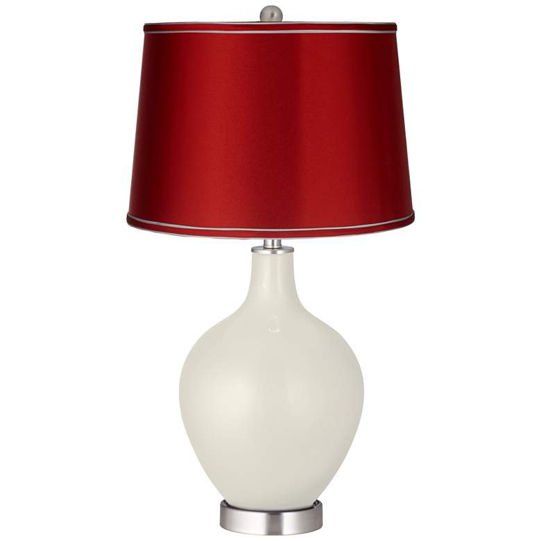 Image 1 Vanilla Metallic - Satin Red Shade Ovo Table Lamp
