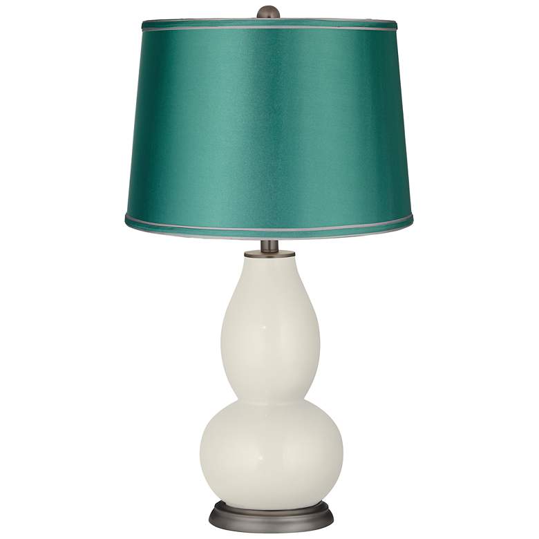 Image 1 Vanilla Metallic - Satin Sea Green Shade Double Gourd Lamp