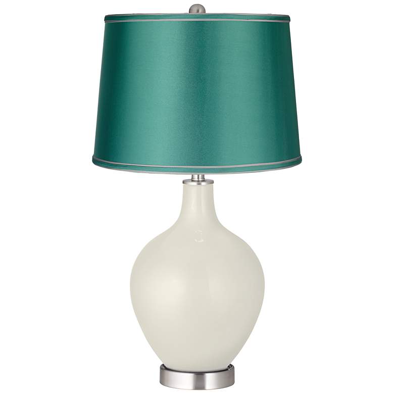 Image 1 Vanilla Metallic - Satin Sea Green Shade Ovo Lamp