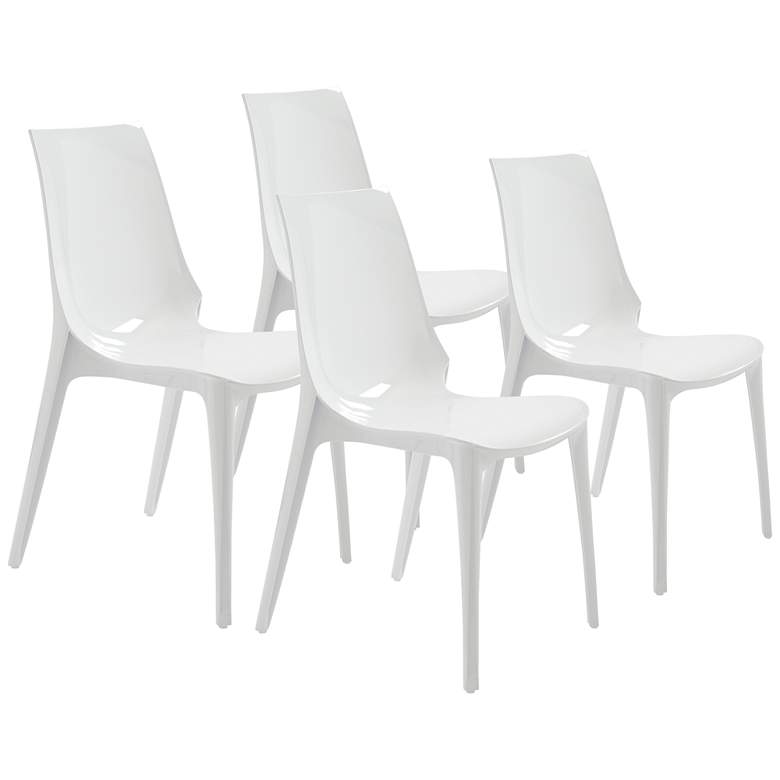 Image 1 Vanity Glossy White Stacking Side Chair Set of 4