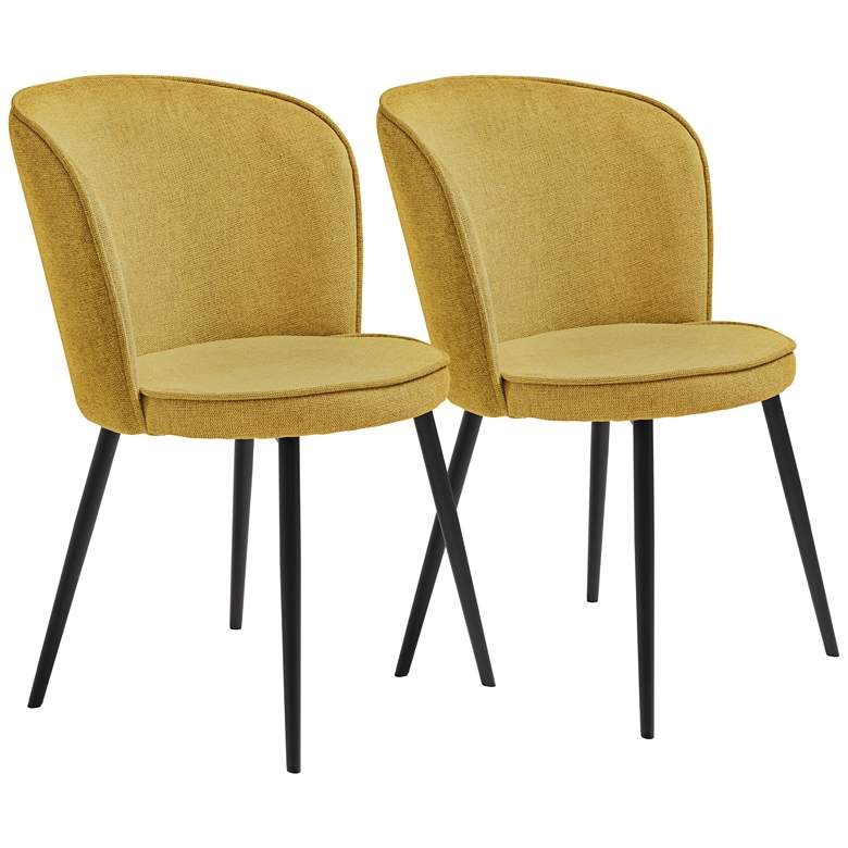 Image 1 Vannus Mustard Fabric Round Dining Chairs Set of 2
