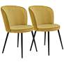 Vannus Mustard Fabric Round Dining Chairs Set of 2