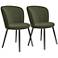 Vannus Olive Green Fabric Round Dining Chairs Set of 2