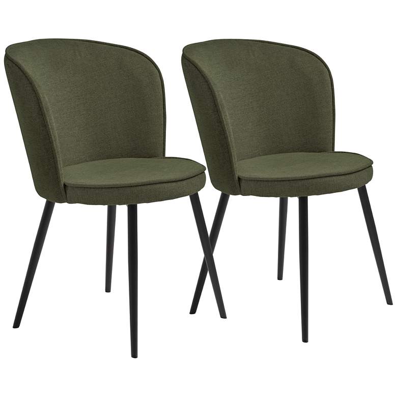 Image 1 Vannus Olive Green Fabric Round Dining Chairs Set of 2