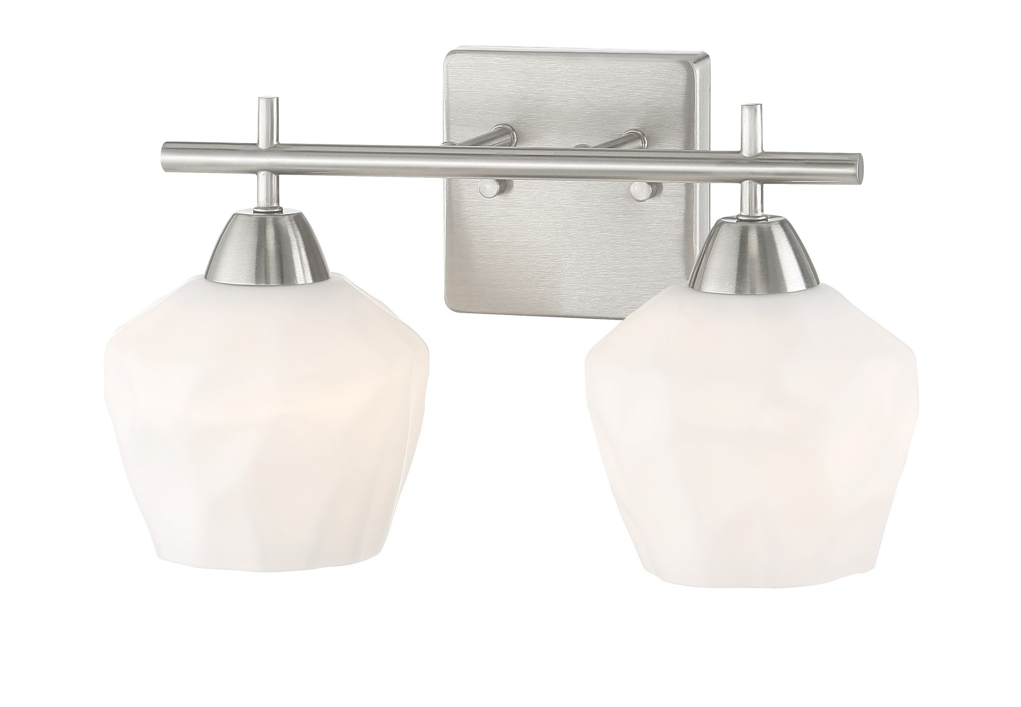 Image 2 Vantage Camrin 2-Light Brushed Nickel Vanity Light with Glass Shades more views