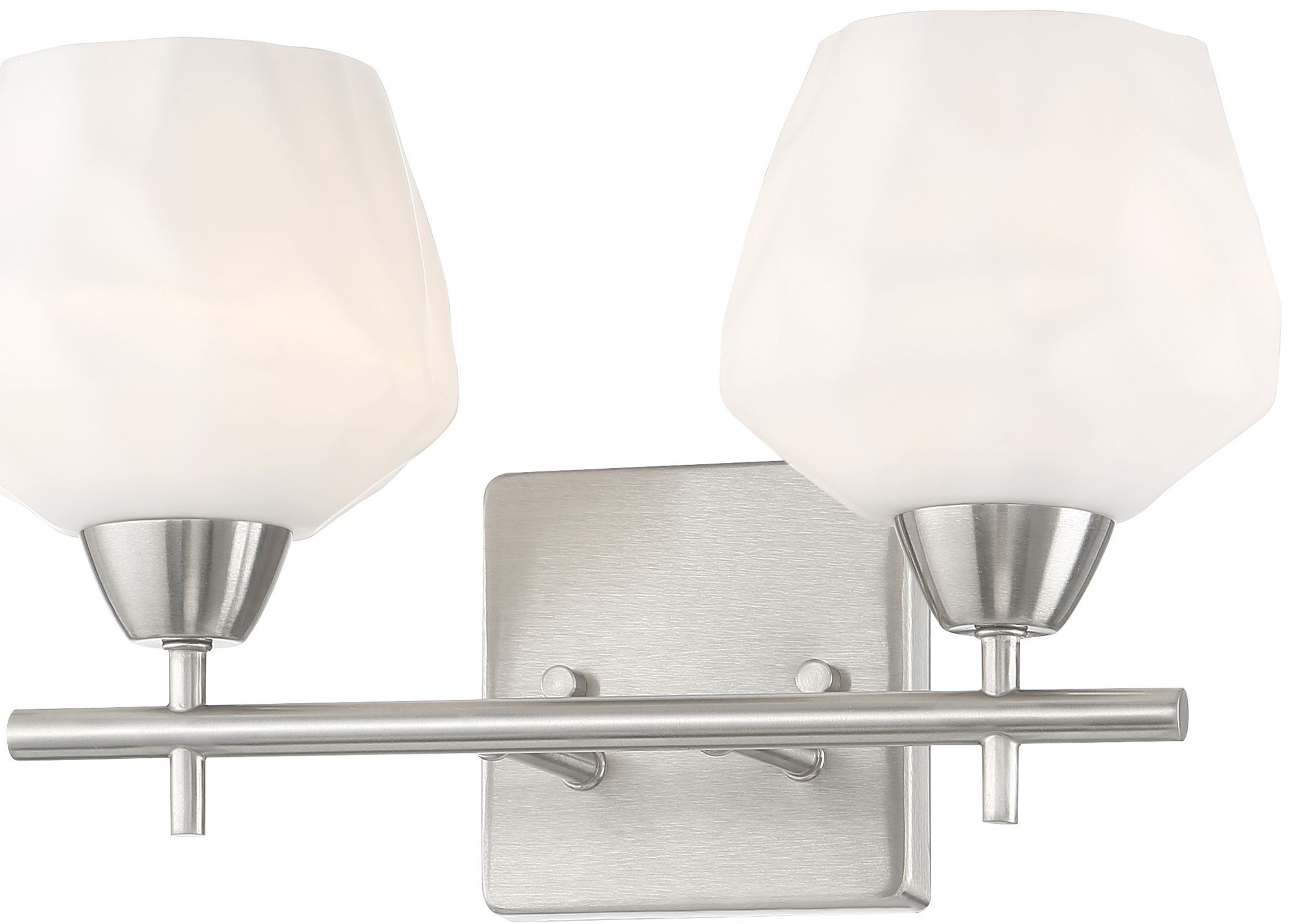 Image 3 Vantage Camrin 2-Light Brushed Nickel Vanity Light with Glass Shades more views