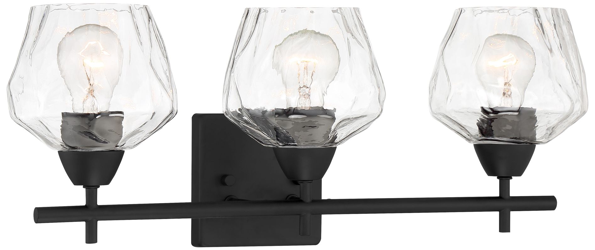 Vantage Camrin 3-Light Coal Black Vanity Light with Clear Glass Shades