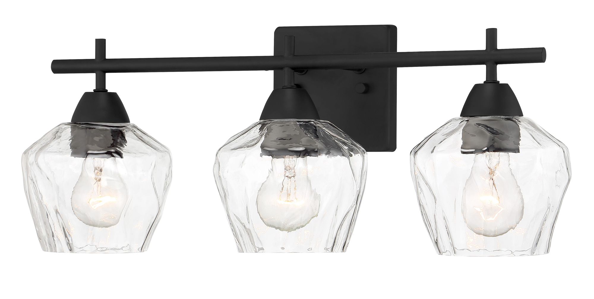 Image 2 Vantage Camrin 3-Light Coal Black Vanity Light with Clear Glass Shades more views