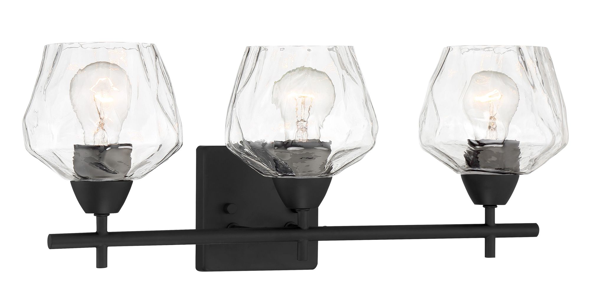 Image 5 Vantage Camrin 3-Light Coal Black Vanity Light with Clear Glass Shades more views