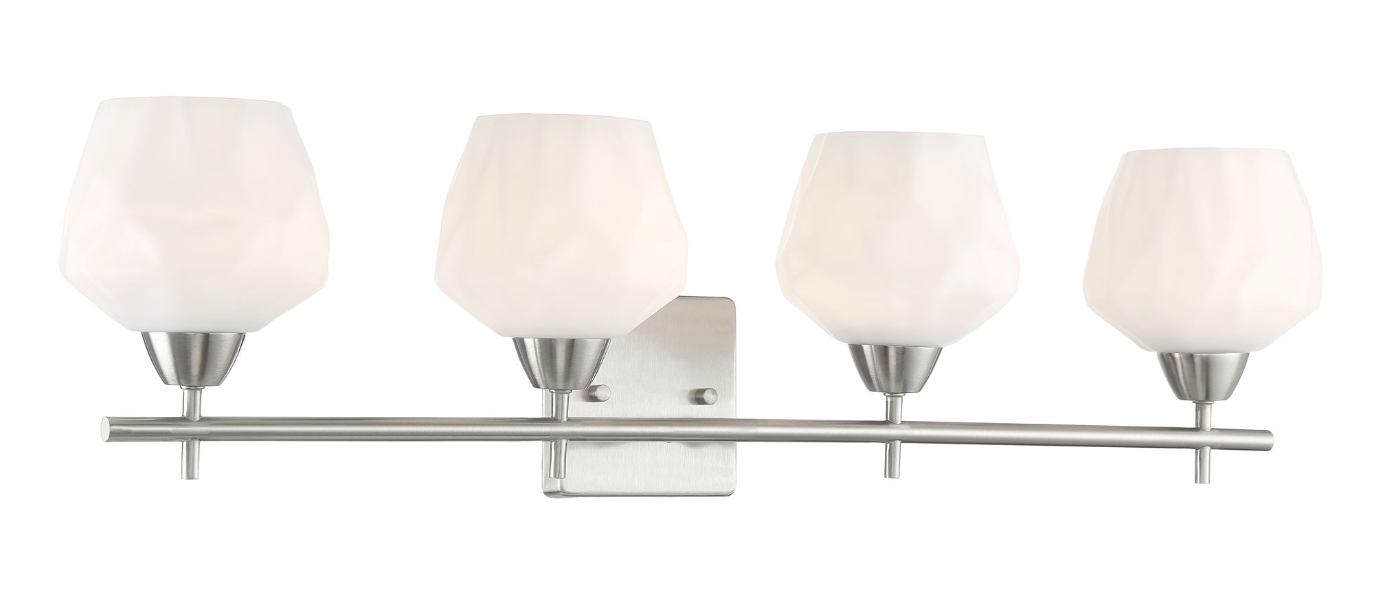 Image 5 Vantage Camrin 4-Light Brushed Nickel Vanity Light with Glass Shades more views
