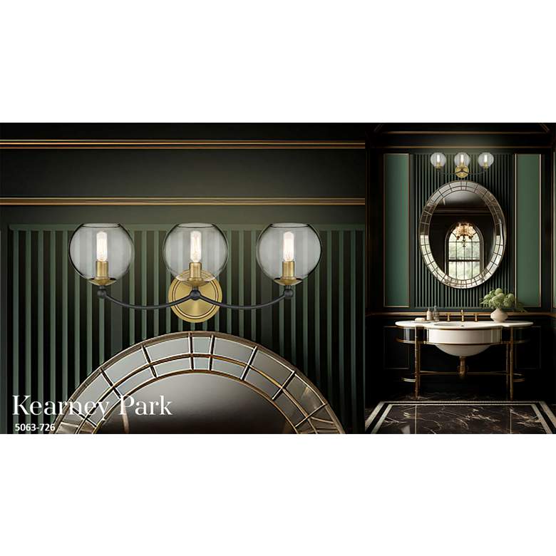 Image 4 Vantage Kearney Park 3-Light Black and Soft Brass Vanity Light more views