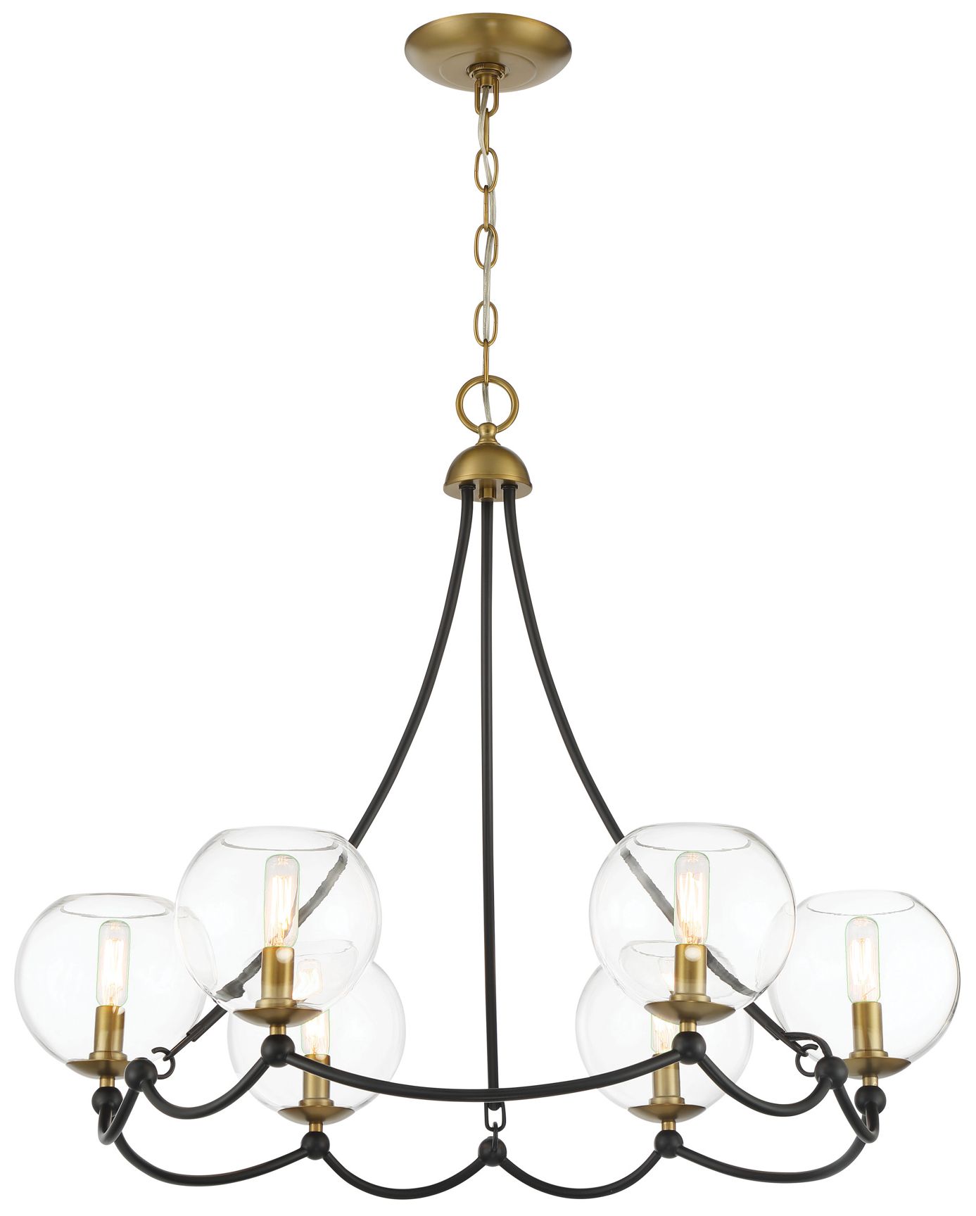 Vantage Kearney Park 6-Light Black and Soft Brass Chandelier