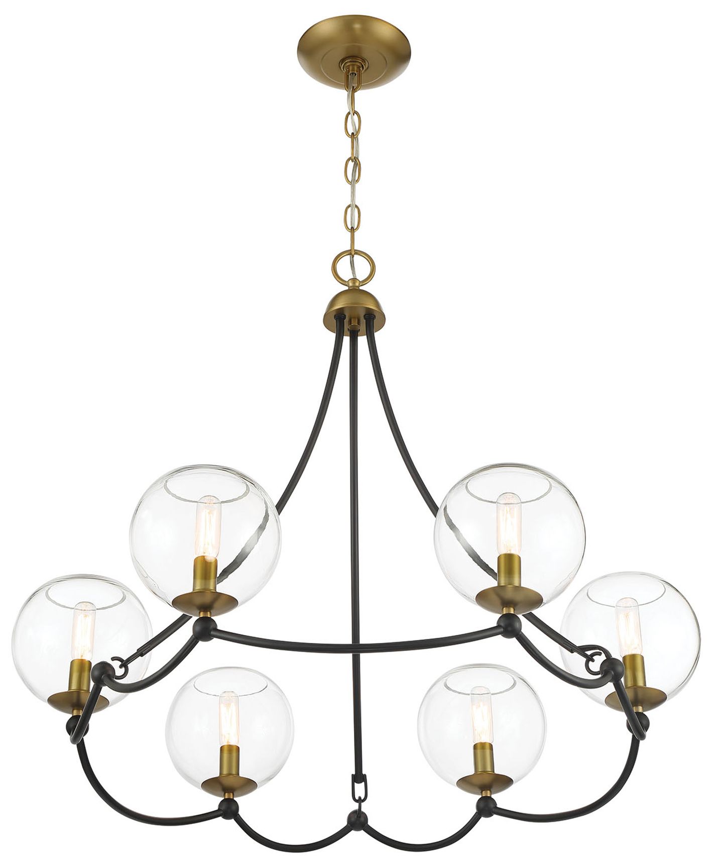 Image 5 Vantage Kearney Park 6-Light Black and Soft Brass Chandelier more views