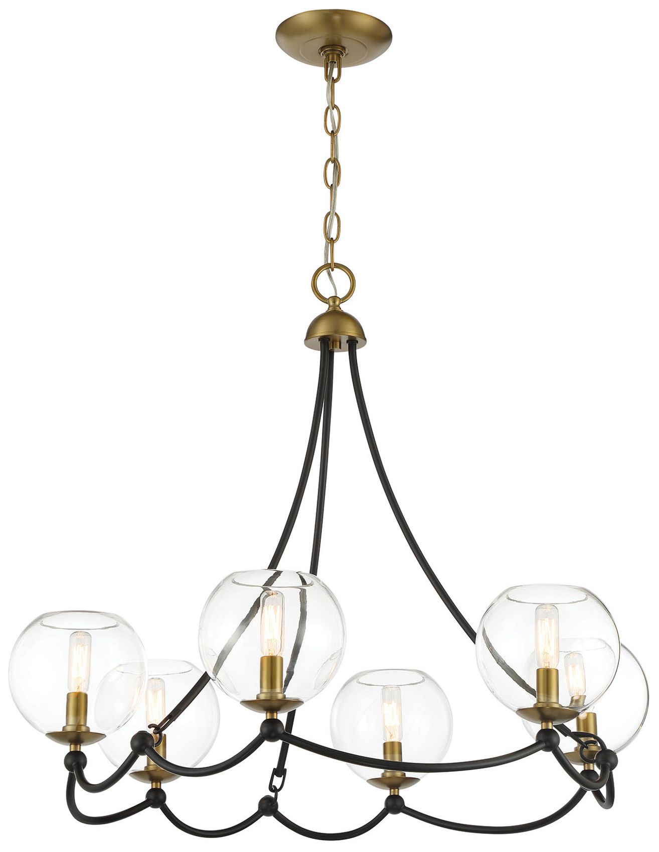 Image 7 Vantage Kearney Park 6-Light Black and Soft Brass Chandelier more views