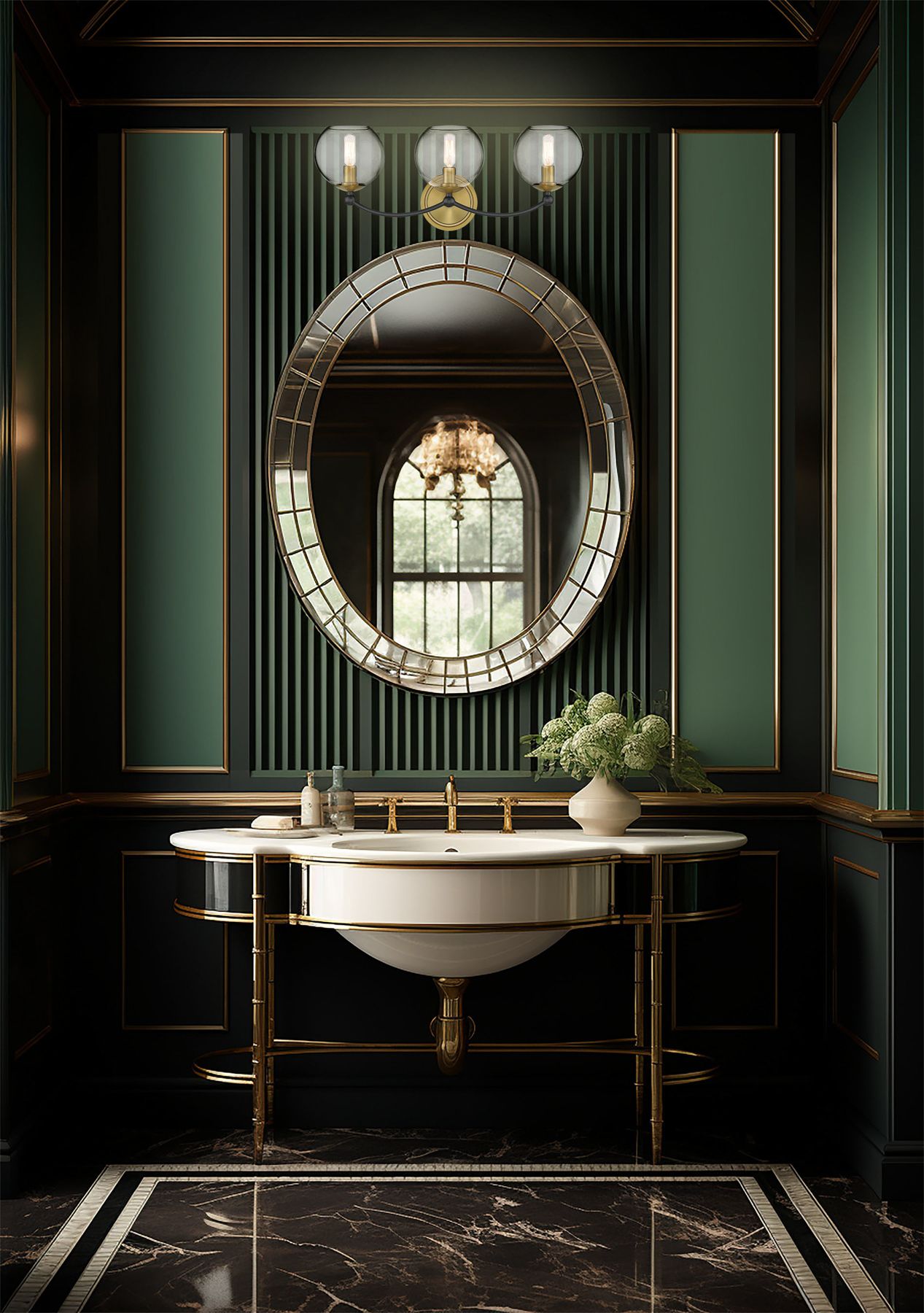 Image 5 Vantage Kearney Park 8-Light Black and Soft Brass Chandelier more views