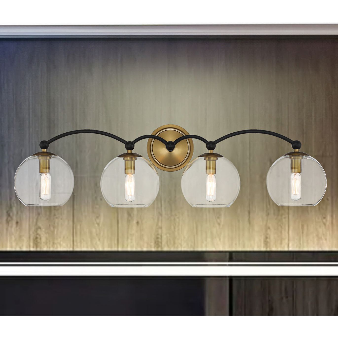 Image Vantage Kearney Park 8-Light Black and Soft Brass Island Chandelier