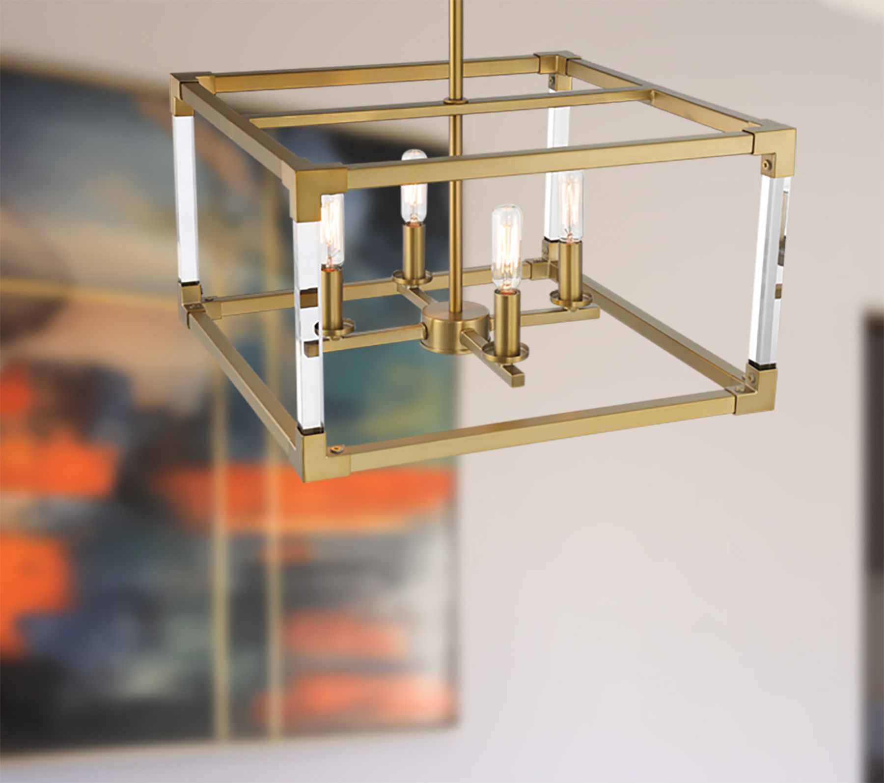 Vantage Oro District 4-Light Soft Brass Pendant in scene