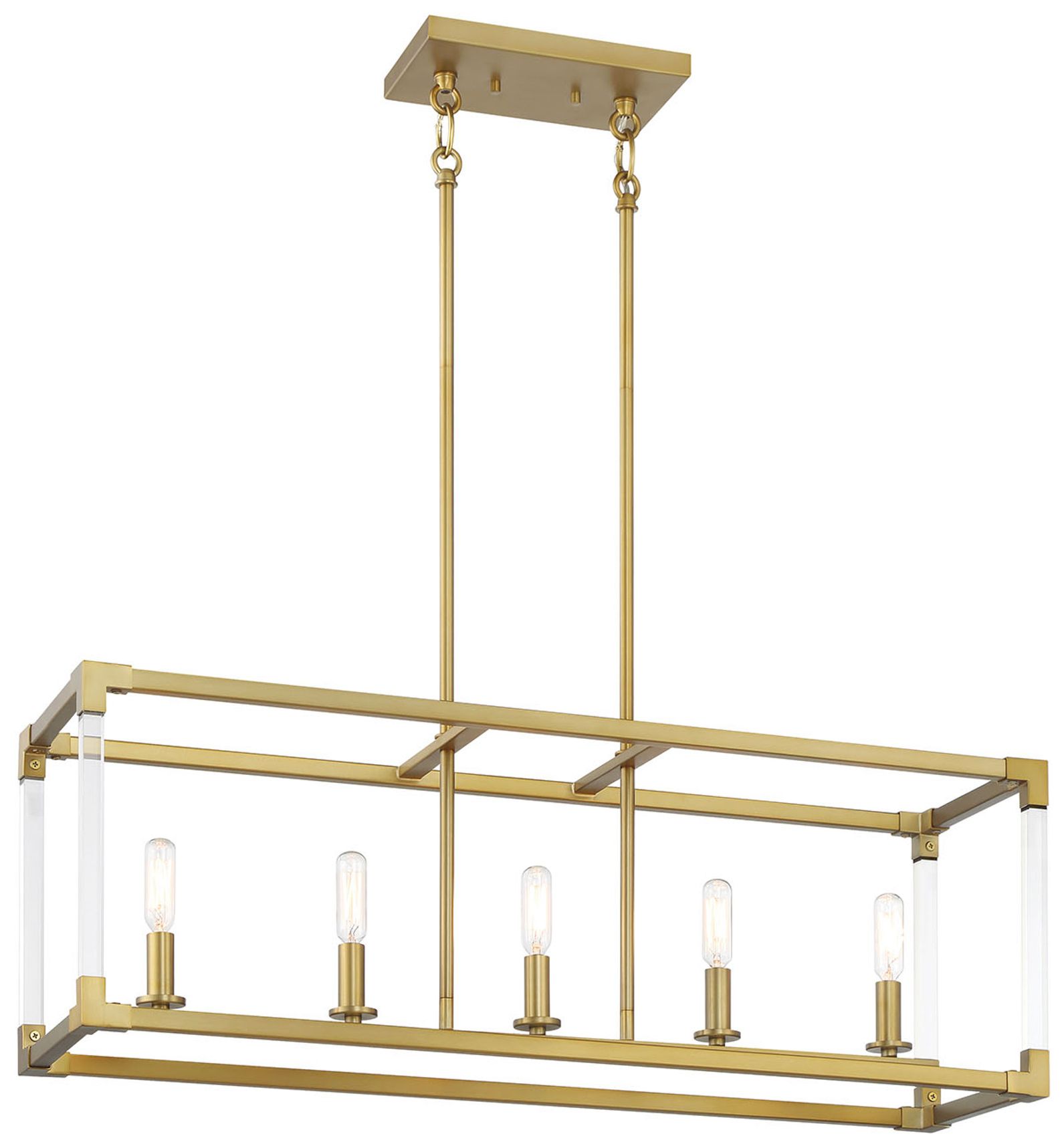 Image 3 Vantage Oro District 5-Light Soft Brass Island Chandelier